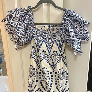 Sunday Up BOHO EMBROIDERED CUTOUT MAXI DRESS - size Large